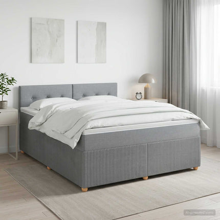 Boxmadras med topmadras Lysegrå 140 x 200 cm Stof