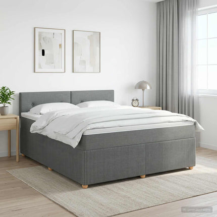 Boxmadras med topmadras Mørkegrå 140 x 200 cm Stof