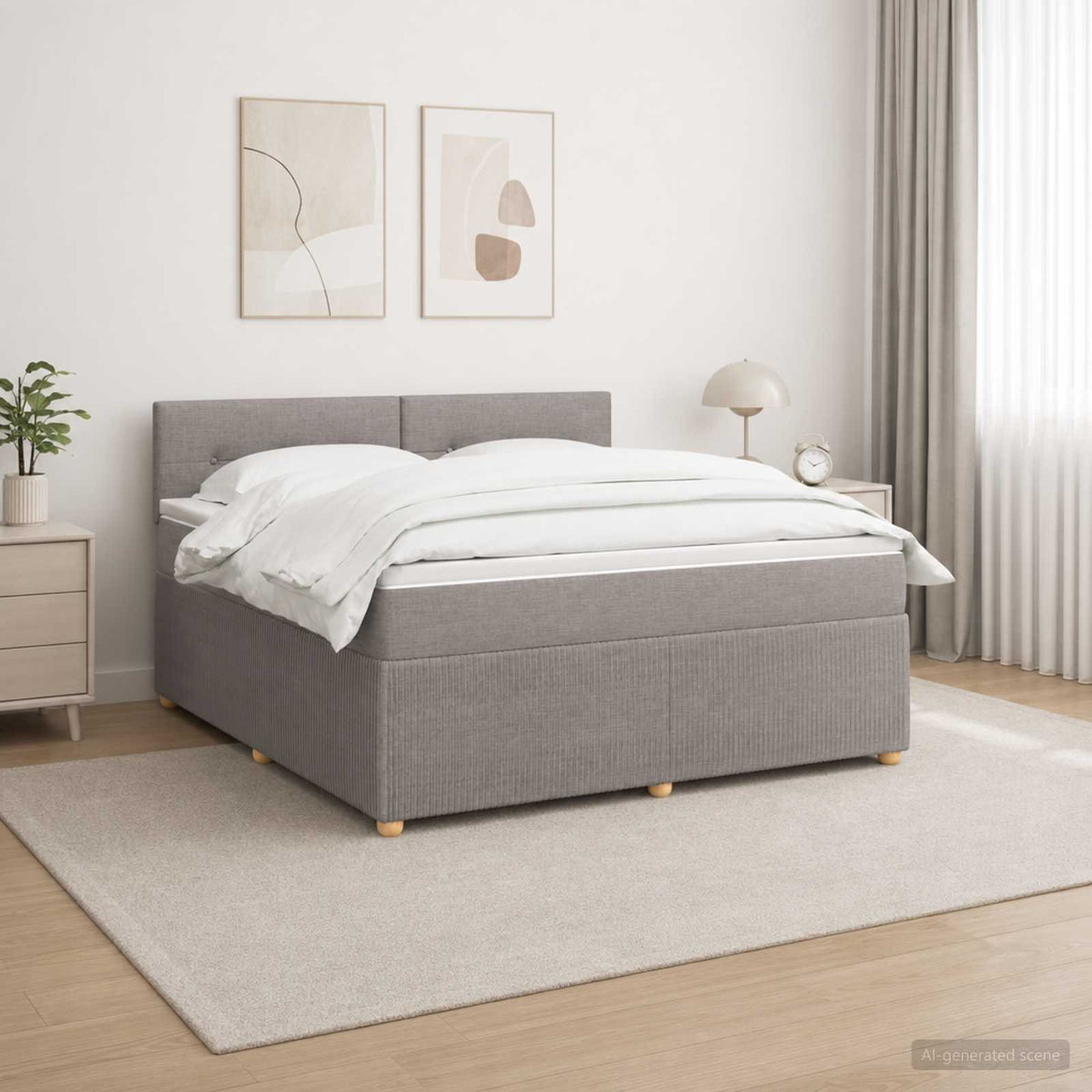 Boxmadras med topmadras Grbrun 140 x 190 cm Stof