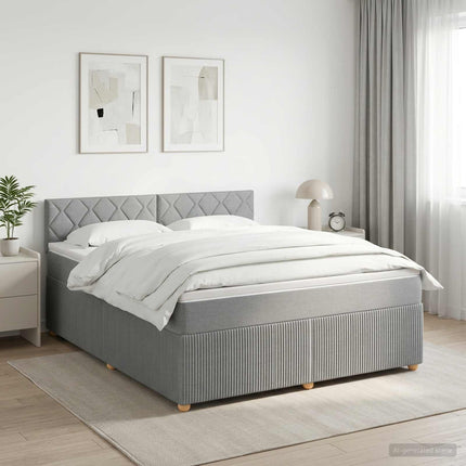 Boxmadras med topmadras Lysegrå 140 x 200 cm Stof