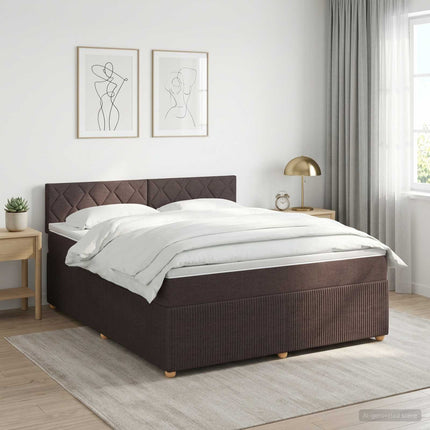 Boxmadras med topmadras Mørk Brun 140 x 190 cm Stof
