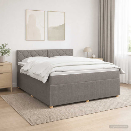 Boxmadras med topmadras Gråbrun 160 x 200 cm Stof
