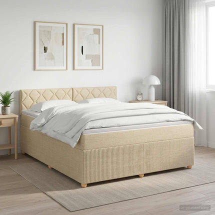 Boxmadras med topmadras Cremefarvet 160 x 200 cm Stof