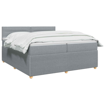 Boxmadras med topmadras Lysegrå 200 x 200 cm Stof