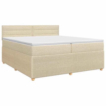 Boxmadras med topmadras Cremefarvet 200 x 200 cm Stof