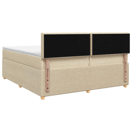 Boxmadras med topmadras Cremefarvet 200 x 200 cm Stof
