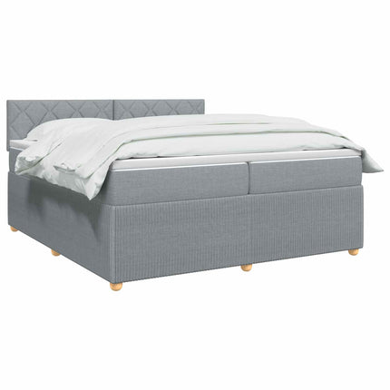 Boxmadras med topmadras Lysegrå 200 x 200 cm Stof