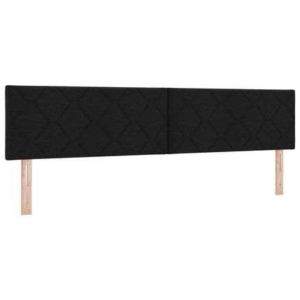 Boxmadras med topmadras med hovedgærde Sort 200 x 200 cm Stof