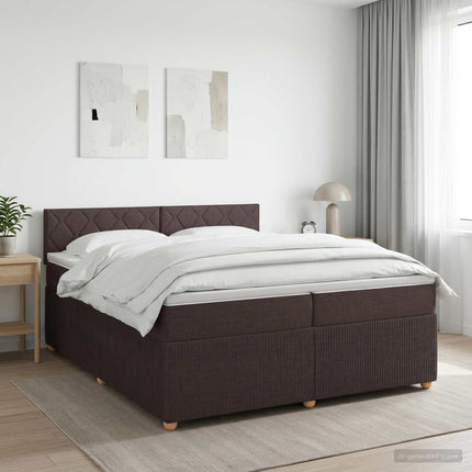 Boxmadras med topmadras Mørk Brun 200 x 200 cm Stof