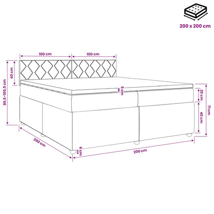 Boxmadras med topmadras Gråbrun 200 x 200 cm Stof