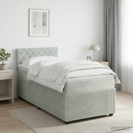 Boxmadras med topmadras Lysegrå 80 x 200 cm Fløjl