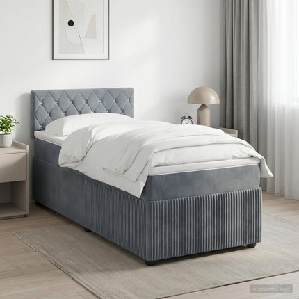 Boxmadras med topmadras Mørkegrå 80 x 200 cm Fløjl
