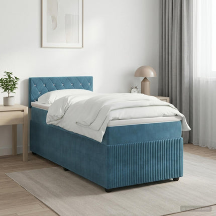 Boxmadras med topmadras Mørk blå 80 x 200 cm Fløjl