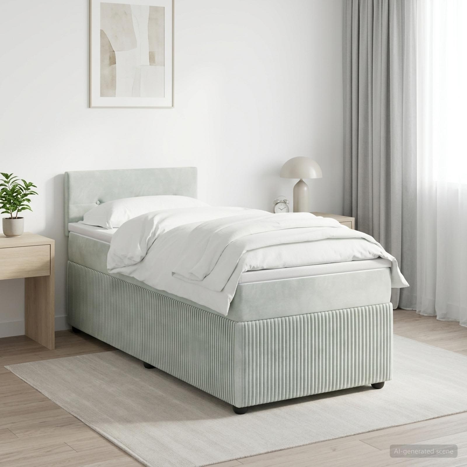 Boxmadras med topmadras Lysegr 100 x 200 cm Fljl