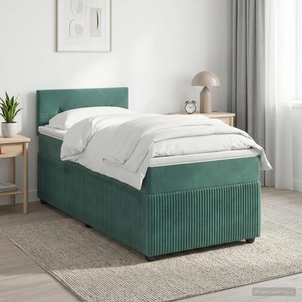 Boxmadras med topmadras Mørkegrøn 100 x 200 cm Fløjl
