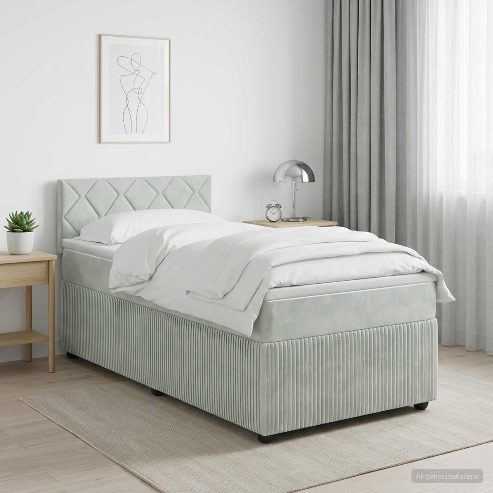 Boxmadras med topmadras Lysegr 90 x 190 cm Fljl