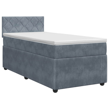 Boxmadras med topmadras Mørkegrå 80 x 200 cm Fløjl