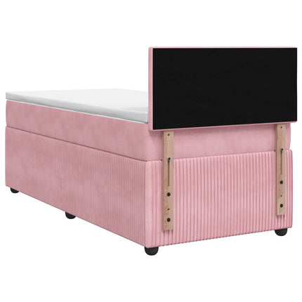 Boxmadras med topmadras Lyserød 90 x 190 cm Fløjl
