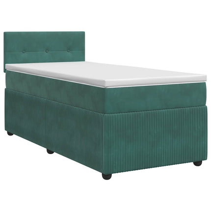 Boxmadras med topmadras Mørkegrøn 90 x 190 cm Fløjl
