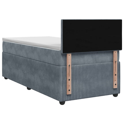 Boxmadras med topmadras Mørkegrå 90 x 200 cm Fløjl