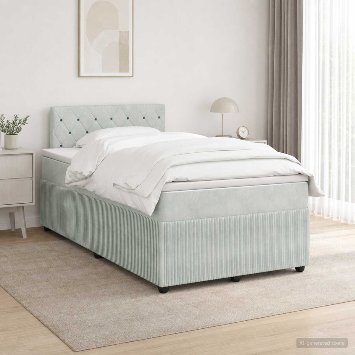 Boxmadras med topmadras Lysegr 120 x 190 cm Fljl