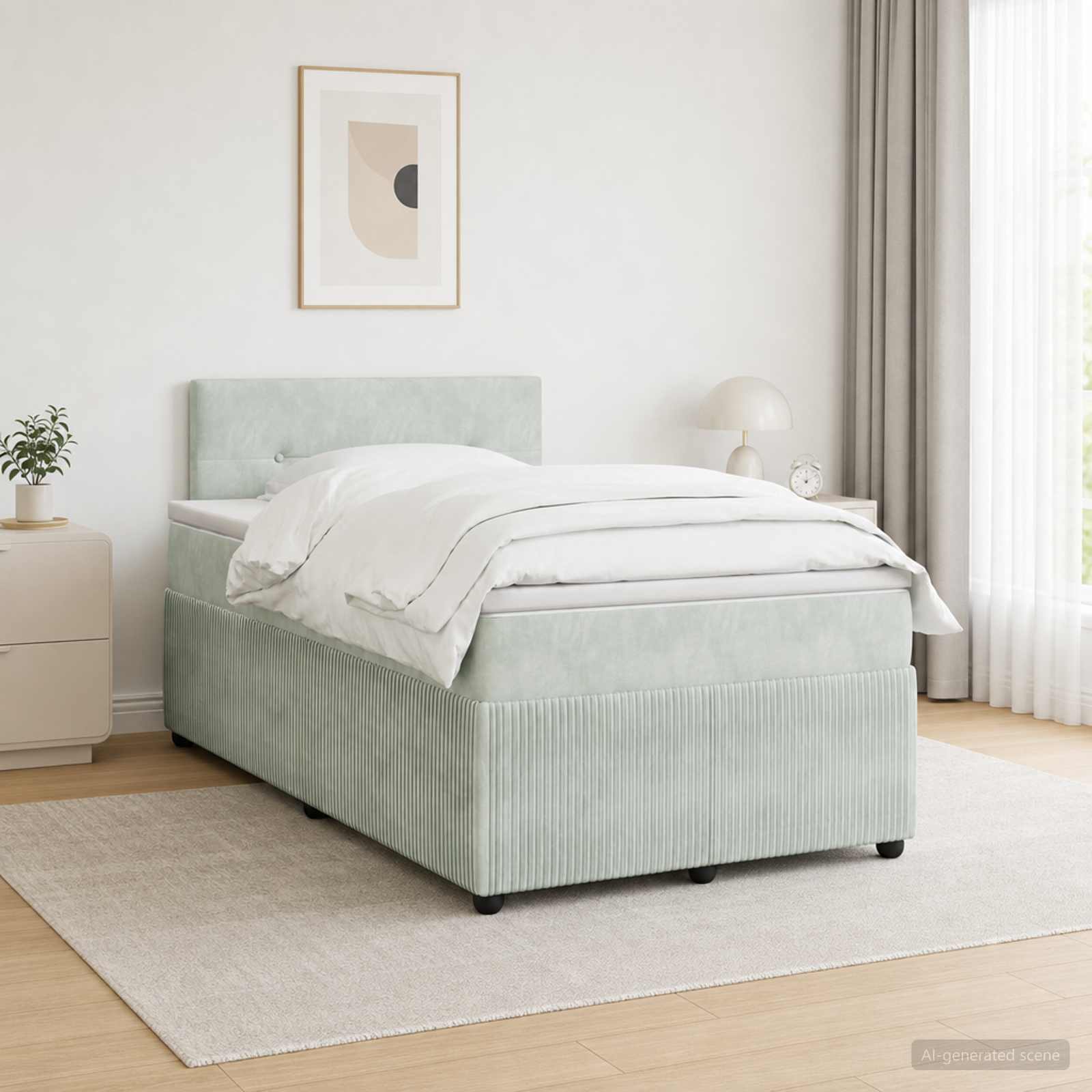 Boxmadras med topmadras Lysegr 120 x 190 cm Fljl