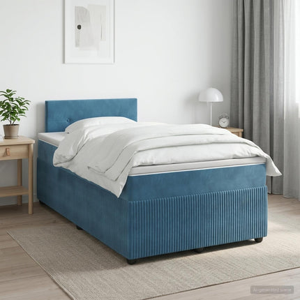 Boxmadras med topmadras Mørk blå 120 x 200 cm Fløjl