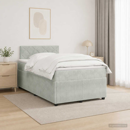 Boxmadras med topmadras Lysegrå 120 x 190 cm Fløjl