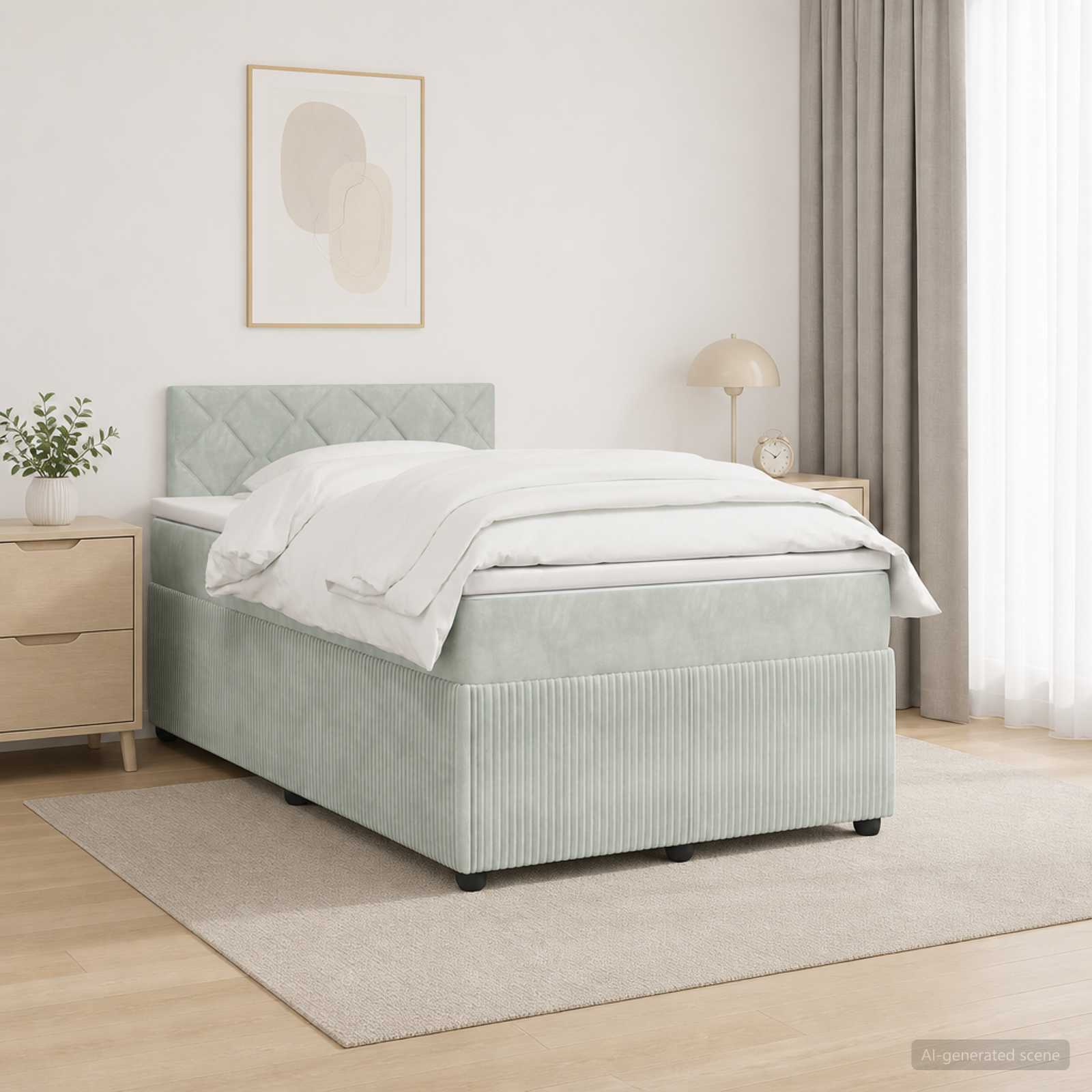 Boxmadras med topmadras Lysegr 120 x 190 cm Fljl