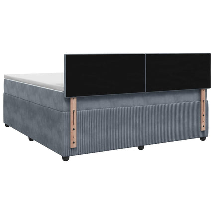 Boxmadras med topmadras Mørkegrå 140 x 190 cm Fløjl