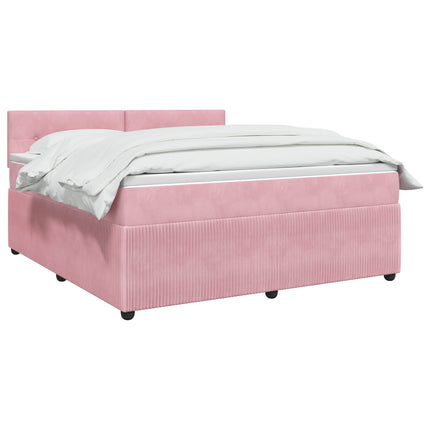 Boxmadras med topmadras Lyserød 140 x 190 cm Fløjl