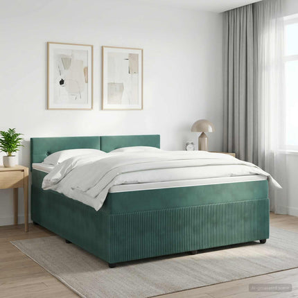 Boxmadras med topmadras Mørkegrøn 160 x 200 cm Fløjl
