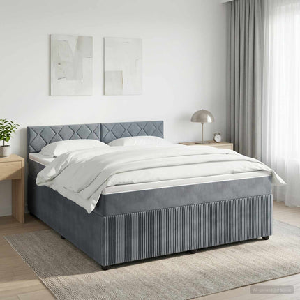 Boxmadras med topmadras Mørkegrå 140 x 200 cm Fløjl