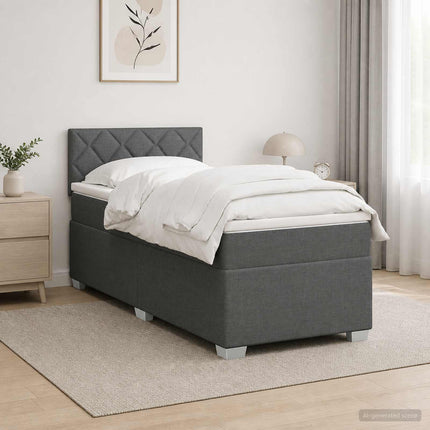 Box Spring Seng med Madras og LED Mørkegrå 80 x 200 cm Stof