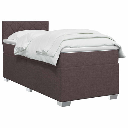 Box Spring Seng med Madras og LED Mørk Brun 80 x 200 cm Stof