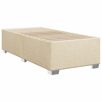 Box Spring Seng med Madras og LED Cremefarvet 90 x 200 cm Stof