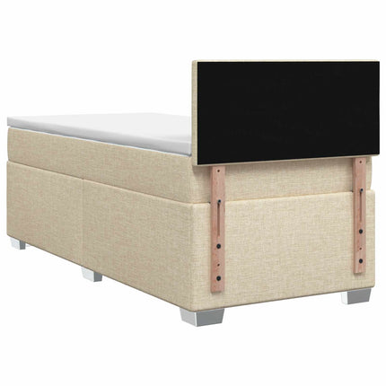Box Spring Seng med Madras og LED Cremefarvet 90 x 200 cm Stof