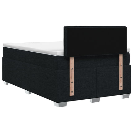 Box Spring Seng med Madras og LED Sort 120 x 190 cm Stof