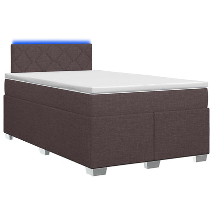 Box Spring Seng med Madras og LED Mørk Brun 120 x 190 cm Stof