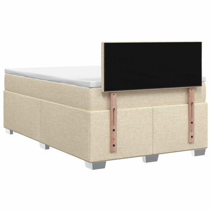 Box Spring Seng med Madras og LED Cremefarvet 120 x 190 cm Stof