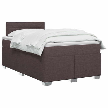 Box Spring Seng med Madras og LED Mørk Brun 120 x 200 cm Stof