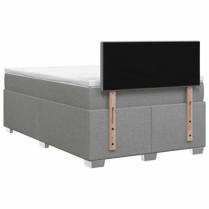 Box Spring Seng med Madras og LED Lysegrå 120 x 200 cm Stof