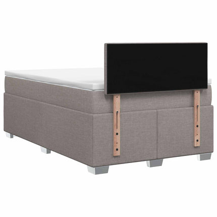 Box Spring Seng med Madras og LED Gråbrun 120 x 200 cm Stof