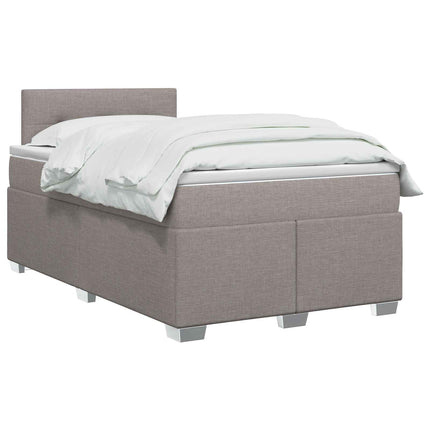 Box Spring Seng med Madras og LED Gråbrun 120 x 200 cm Stof
