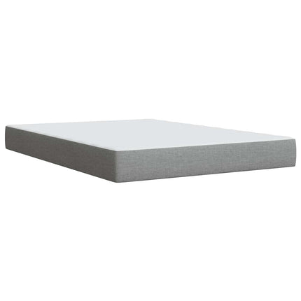 Box Spring Seng med Madras og LED Lysegrå 140 x 190 cm Stof