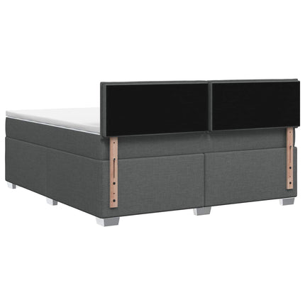 Box Spring Seng med Madras og LED Mørkegrå 140 x 190 cm Stof