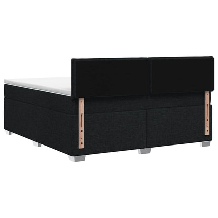Box Spring Seng med Madras og LED Sort 140 x 190 cm Stof