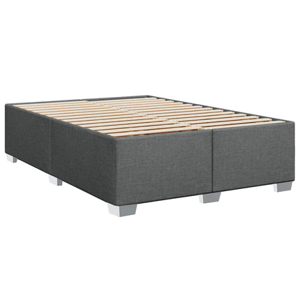 Box Spring Seng med Madras og LED Mørkegrå 140 x 190 cm Stof