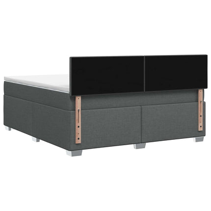Box Spring Seng med Madras og LED Mørkegrå 140 x 190 cm Stof