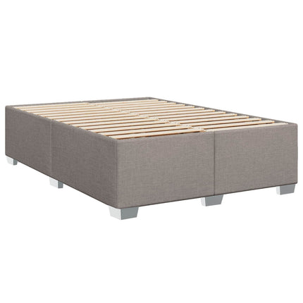 Box Spring Seng med Madras og LED Gråbrun 140 x 190 cm Stof